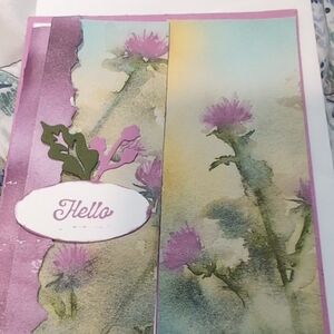 Floral Greeting Card with Pink and Green Accents
